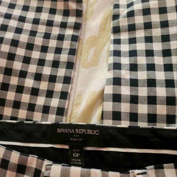 Banana Republic Ryan Gingham Santeen Pants Size 0P - Picture 2 of 3
